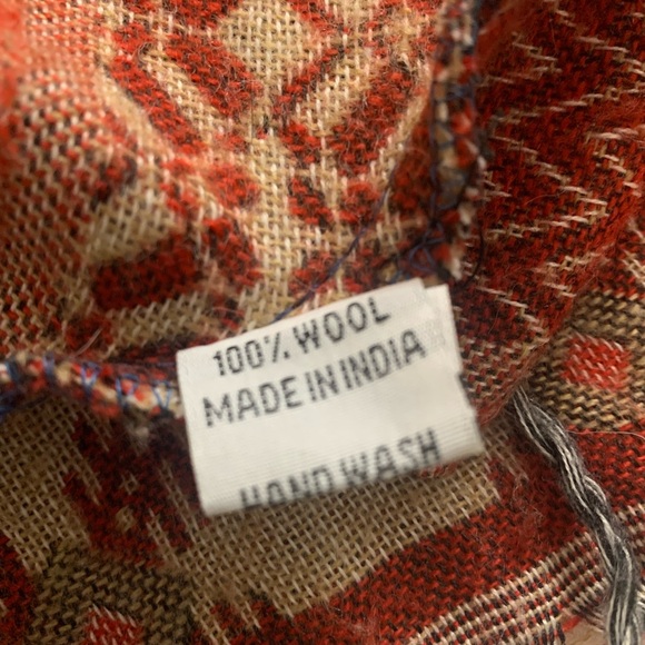 Patchwork Wool Hooded Poncho Cloak | Boho Festival Cape | Made in India O/S - Picture 6 of 8